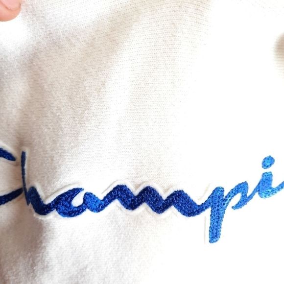 Champion Vintage white reverse weave hooded sweatshirt hoodie script logo small - Picture 9 of 16